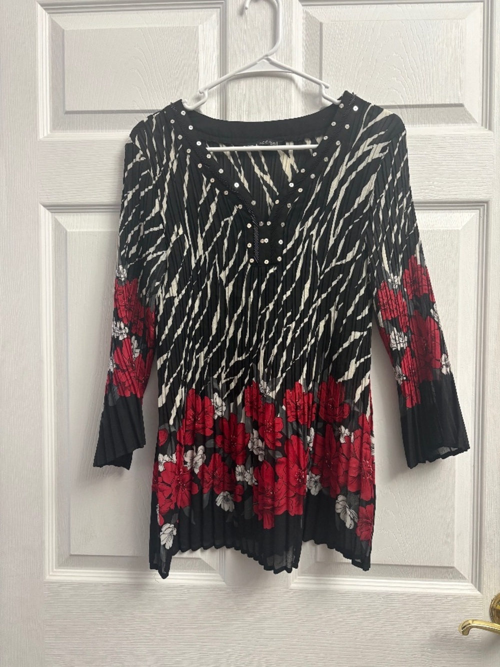 Women's Zac & Rachel Pleated Floral Printed Blouse